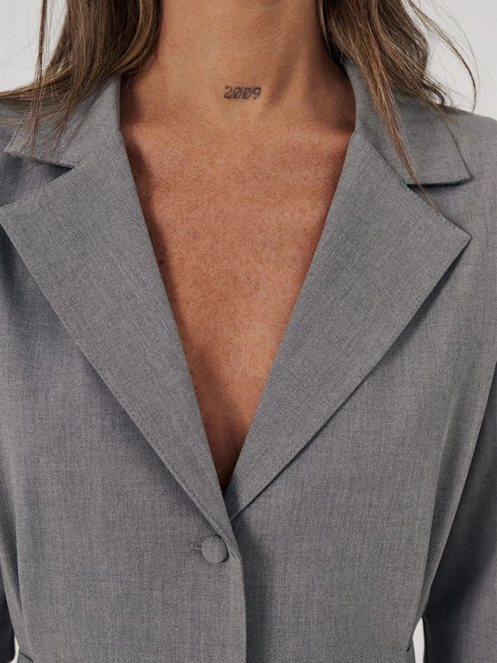 Платье миди с английским воротником, серый