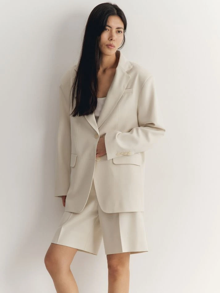 Жакет объемного кроя, молочный