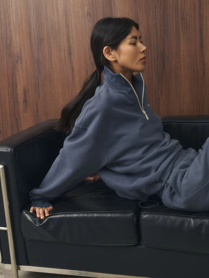 Костюм спортивный: свитшот на молнии+брюки, синий