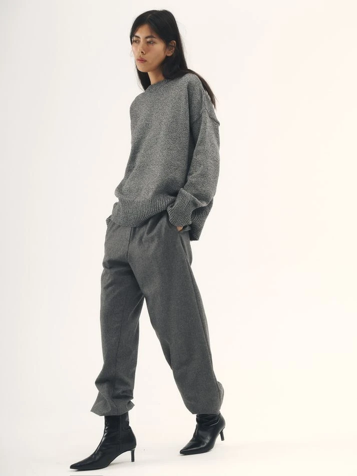 Брюки на резинке из шерсти, графитовый