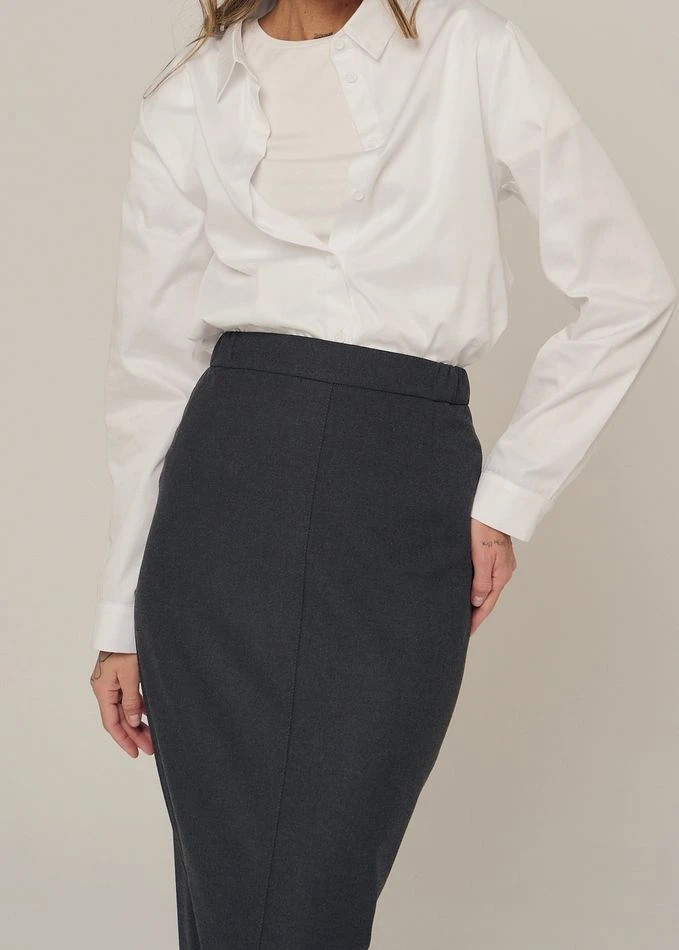 Юбка миди с кокеткой, графитовый