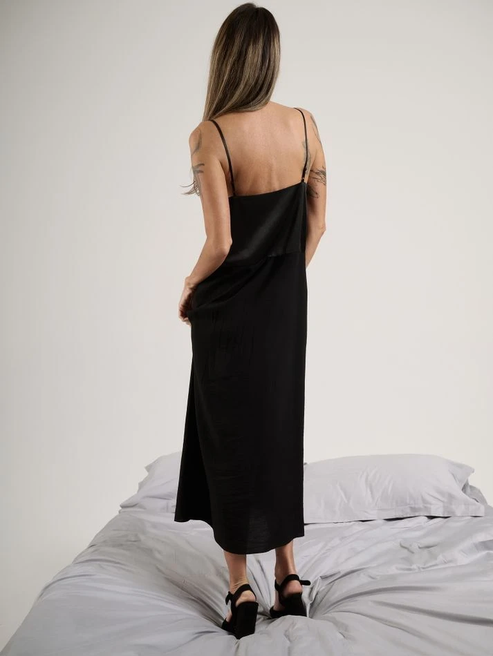 Комбинация с шелковым лифом, черный