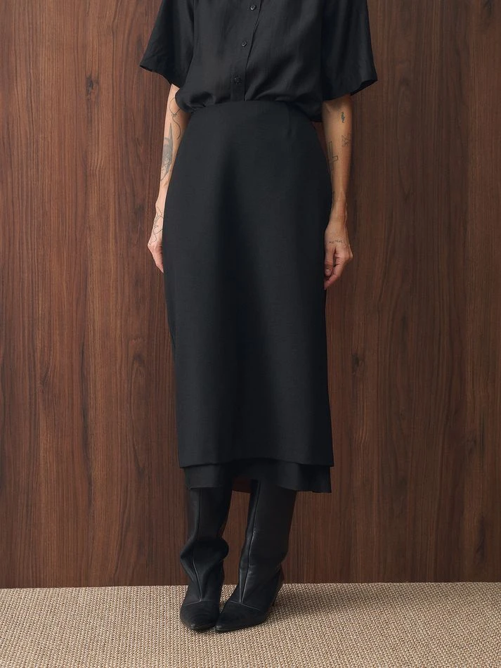 Юбка миди с органзой, черный