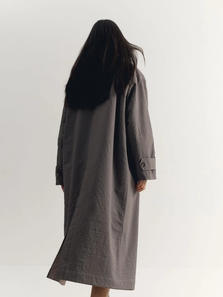 Плащ двусторонний, серо-бежевый