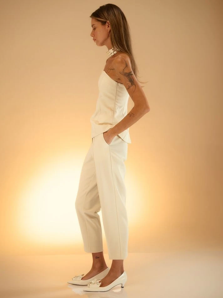 Брюки с застроченными стрелками, молочный