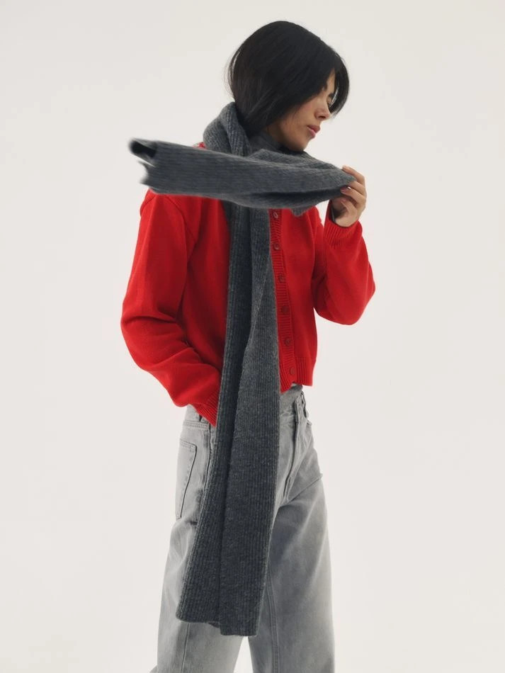 Шарф с мохером, графитовый