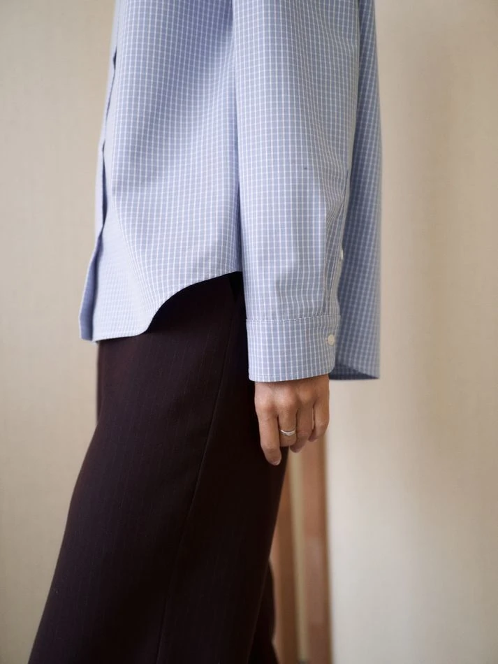 Рубашка в клетку прямого кроя, голубой