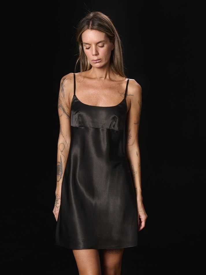 Комбинация мини из вискозы, черный