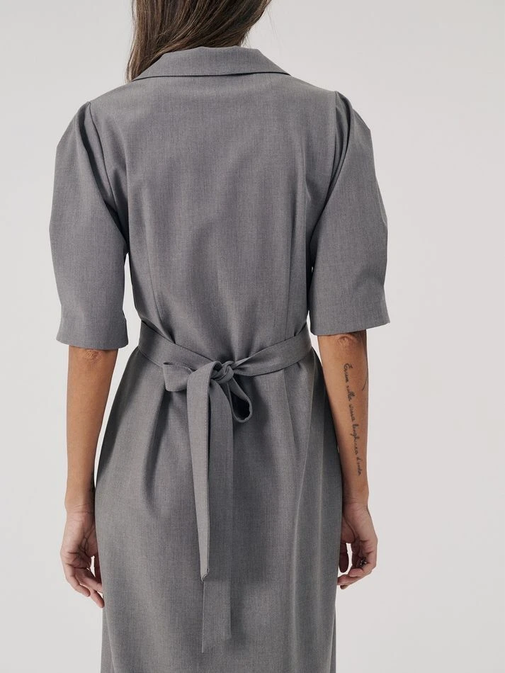 Платье миди с английским воротником, серый