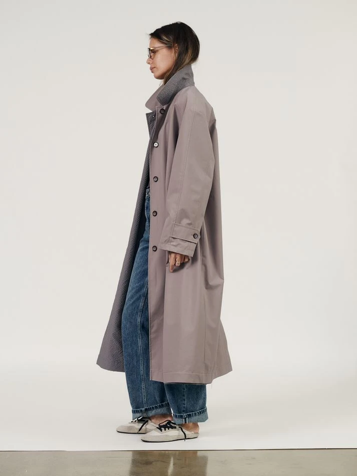 Плащ двусторонний, серо-бежевый