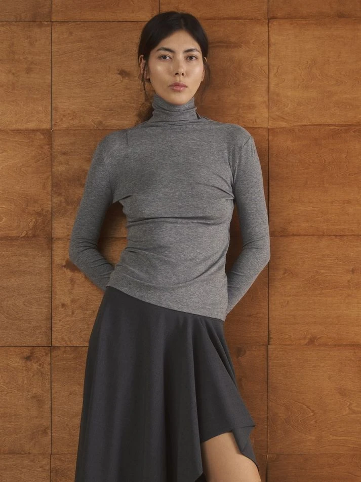 Водолазка с шерстью, серый меланж