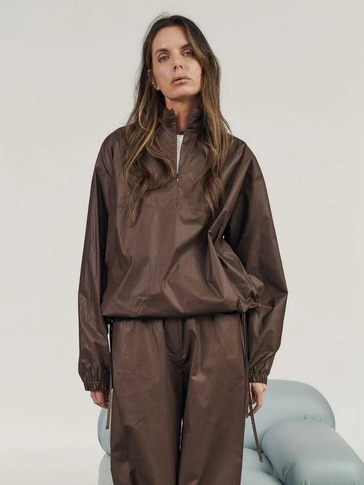 Костюм из вощеного хлопка: анорак+брюки, шоколадный