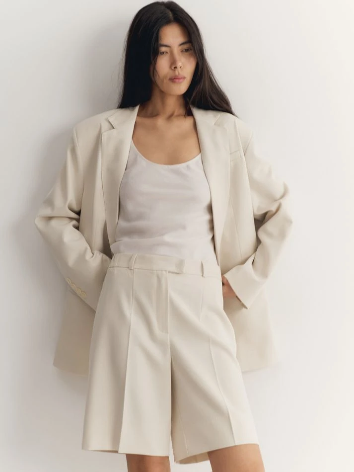 Жакет объемного кроя, молочный