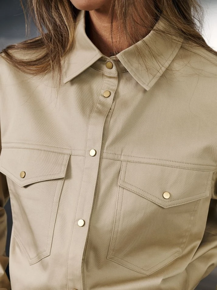 Рубашка на кнопках, бежевый