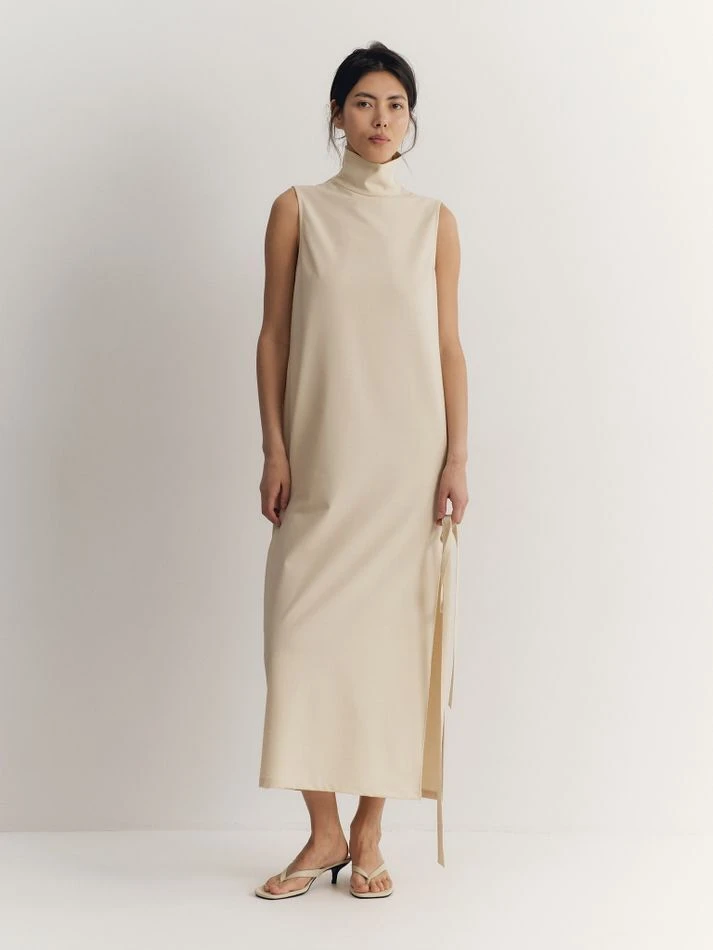 Платье с пуговицами на спине, кремовый