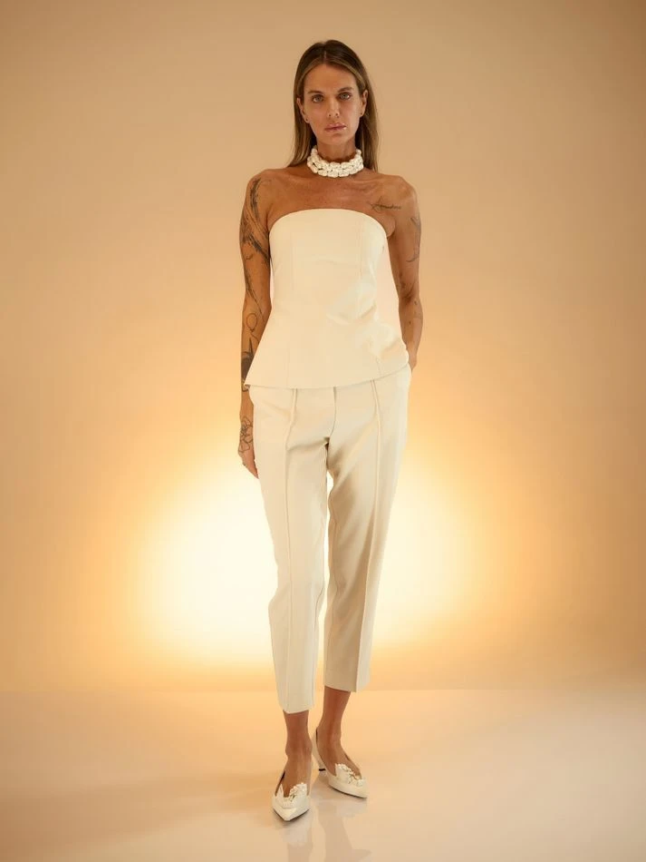 Брюки с застроченными стрелками, молочный