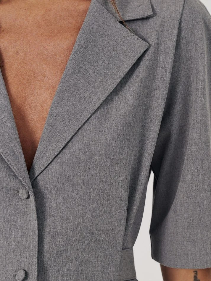 Платье миди с английским воротником, серый