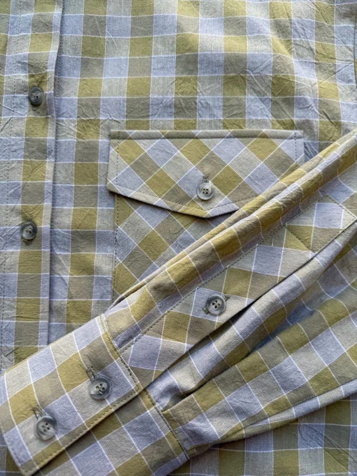 Рубашка в клетку, зеленый