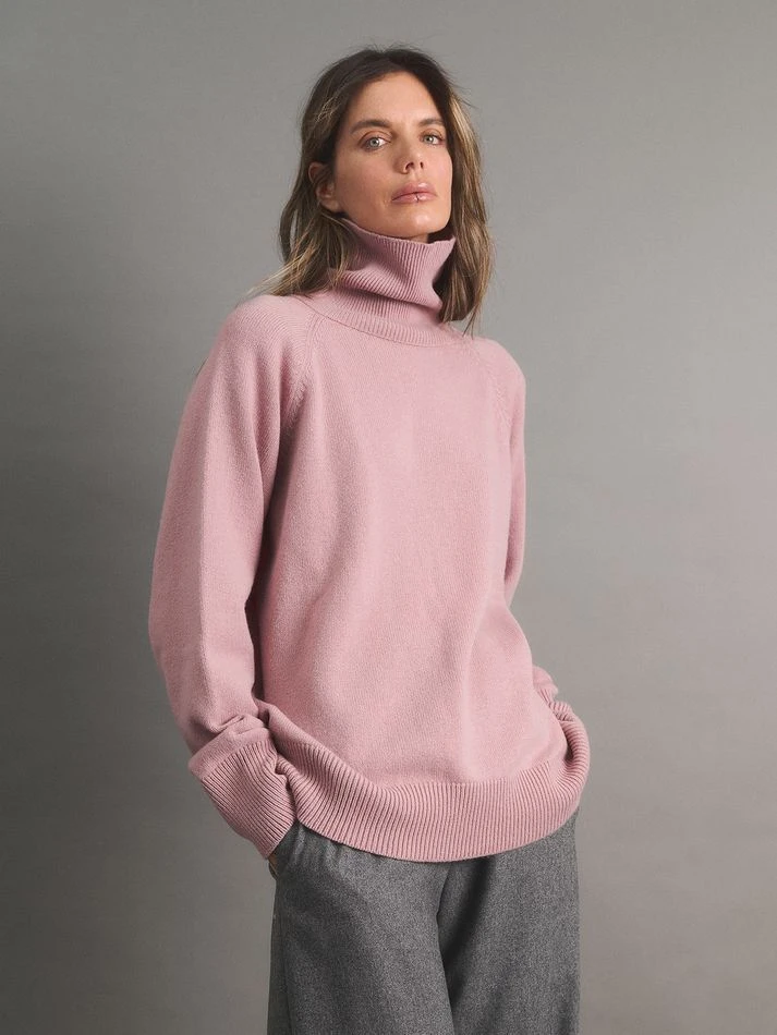 Свитер с кашемиром, пудровый