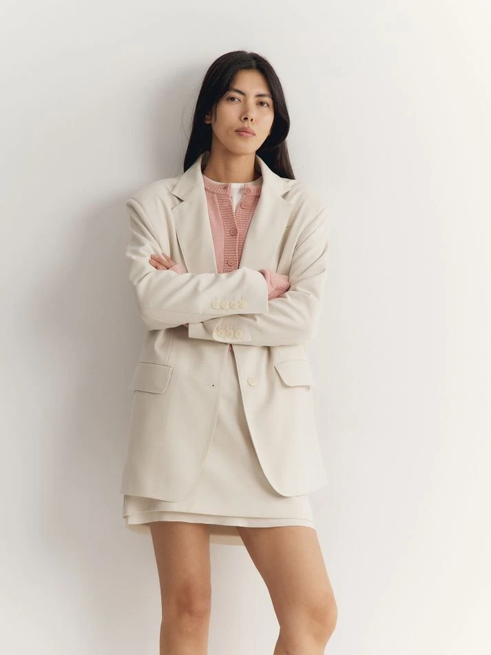 Жакет объемного кроя, молочный