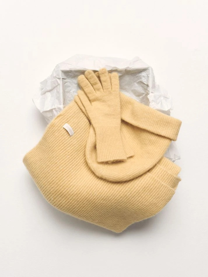 Перчатки с мохером, желтый