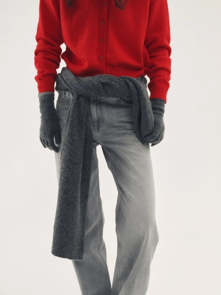 Перчатки с мохером, графитовый