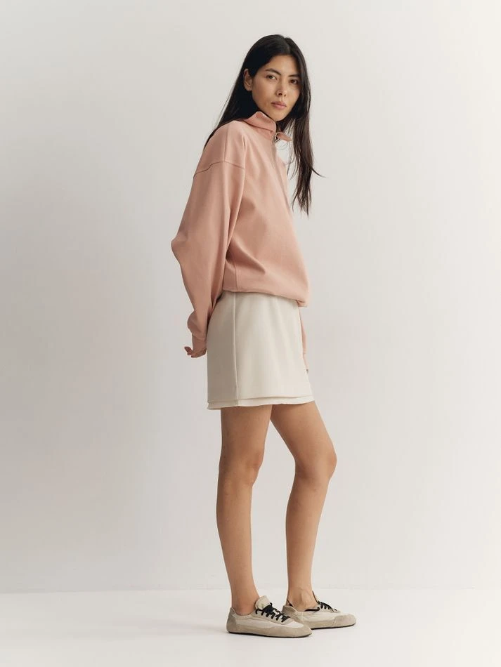 Юбка мини с необработанным краем, молочный