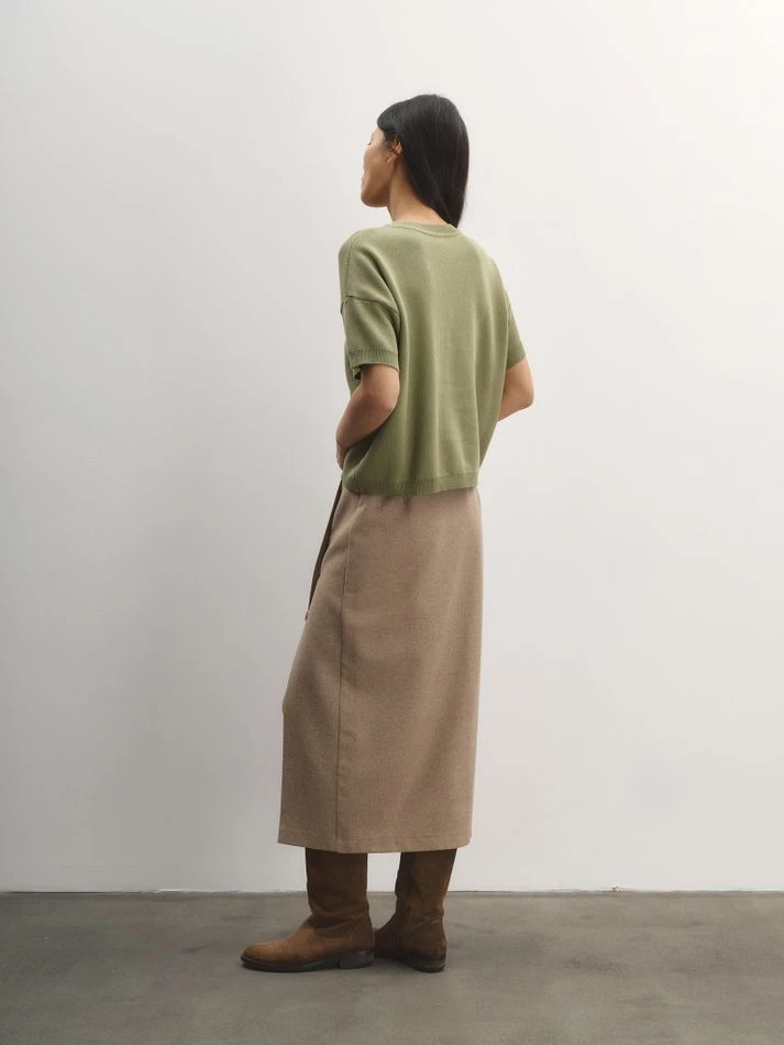 Юбка миди на пуговицах, бежевый