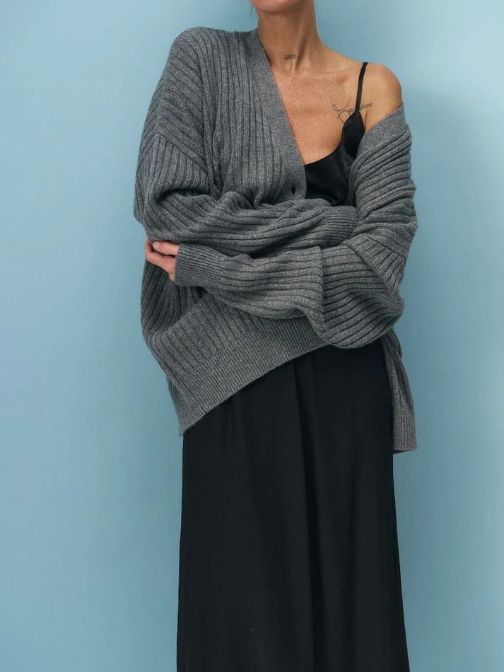 Кардиган с кашемиром, графитовый меланж