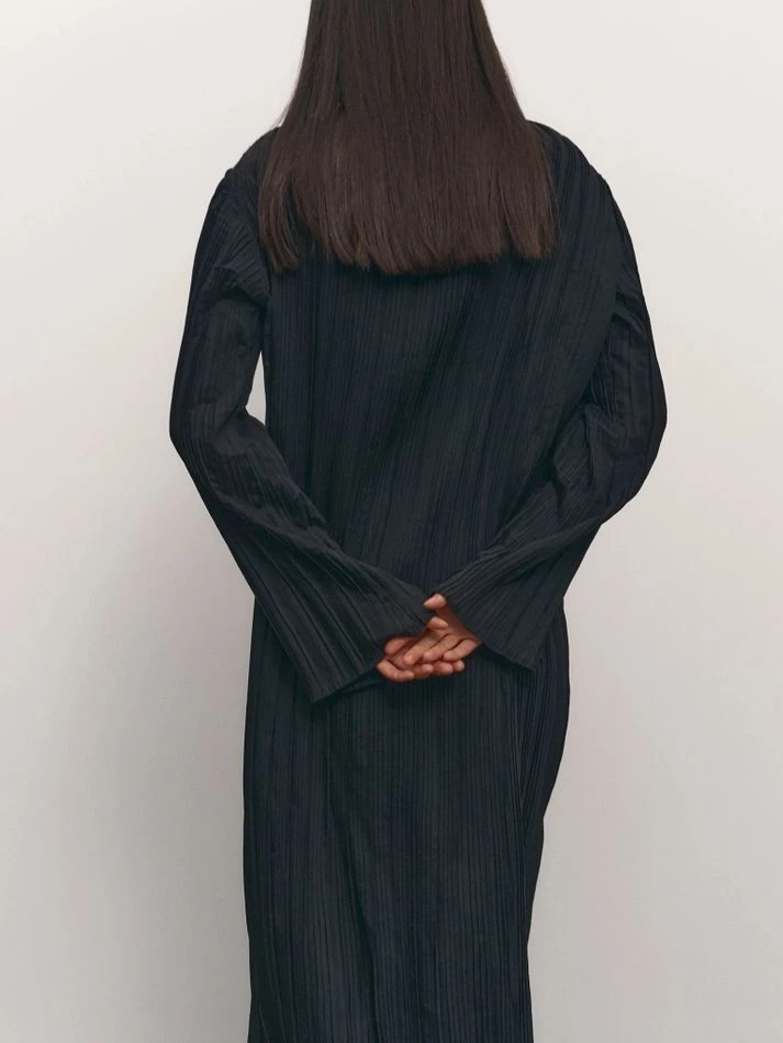 Платье гофре макси, черный
