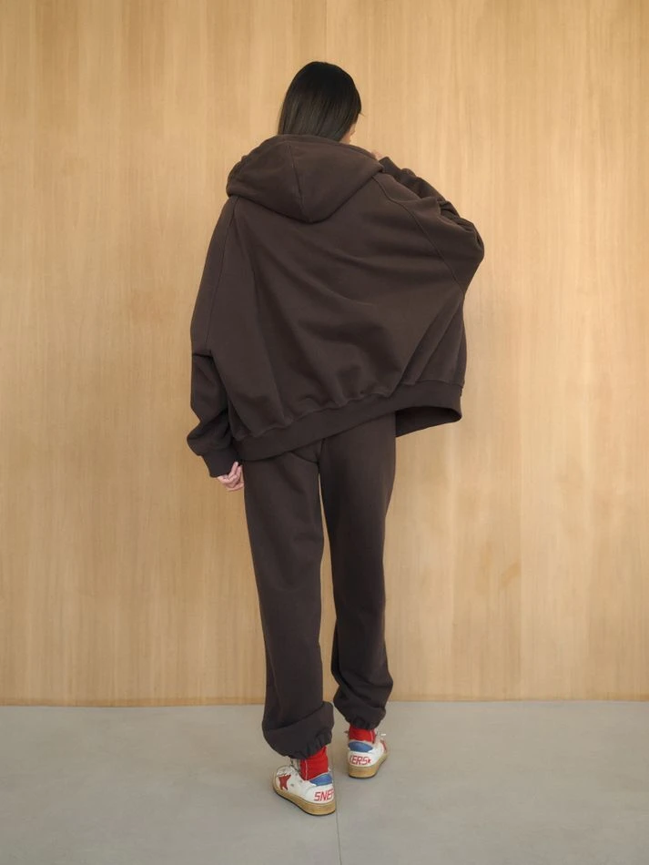 Костюм спортивный: худи на молнии+брюки, шоколадный