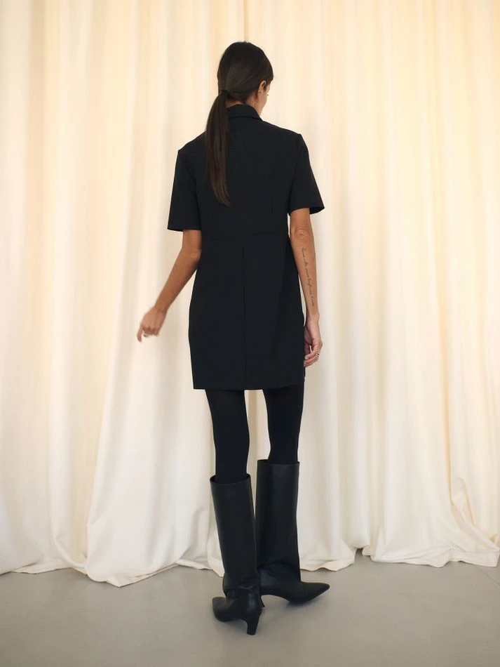 Платье мини с молнией на груди, черный