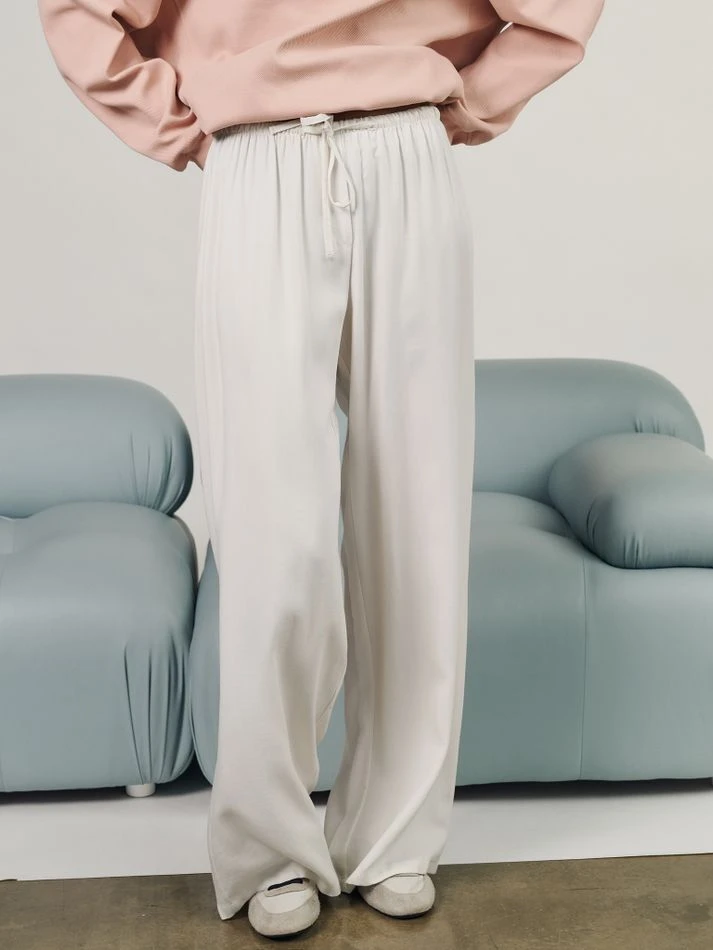 Брюки на кулиске из тенсела, молочный