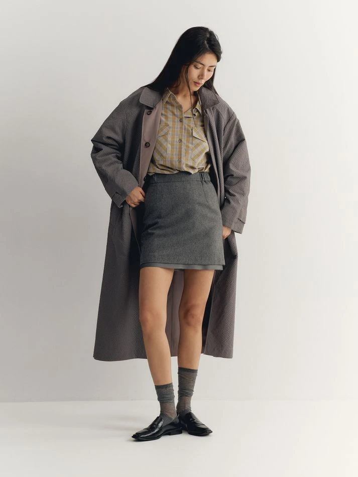 Юбка мини из шерсти с необработанным краем, графитовый