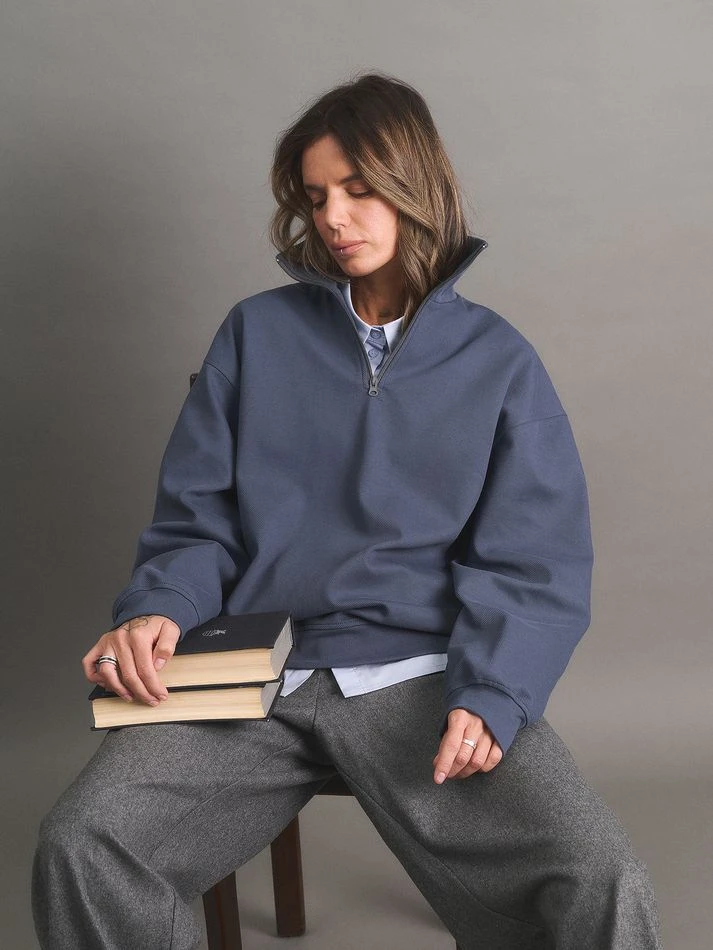 Свитшот на молнии, синий