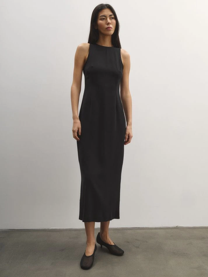 Платье миди с американской проймой, черный