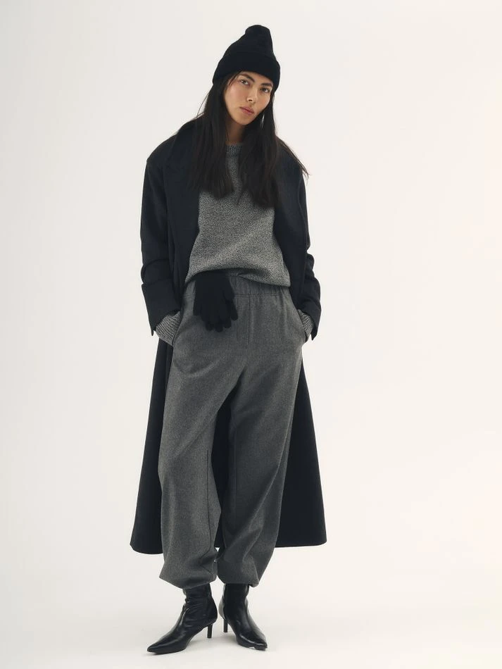 Пальто макси двубортное, графитовый