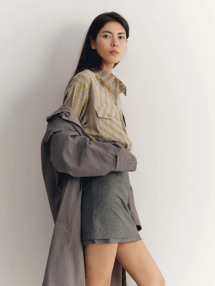 Рубашка в клетку на кнопках, зеленый