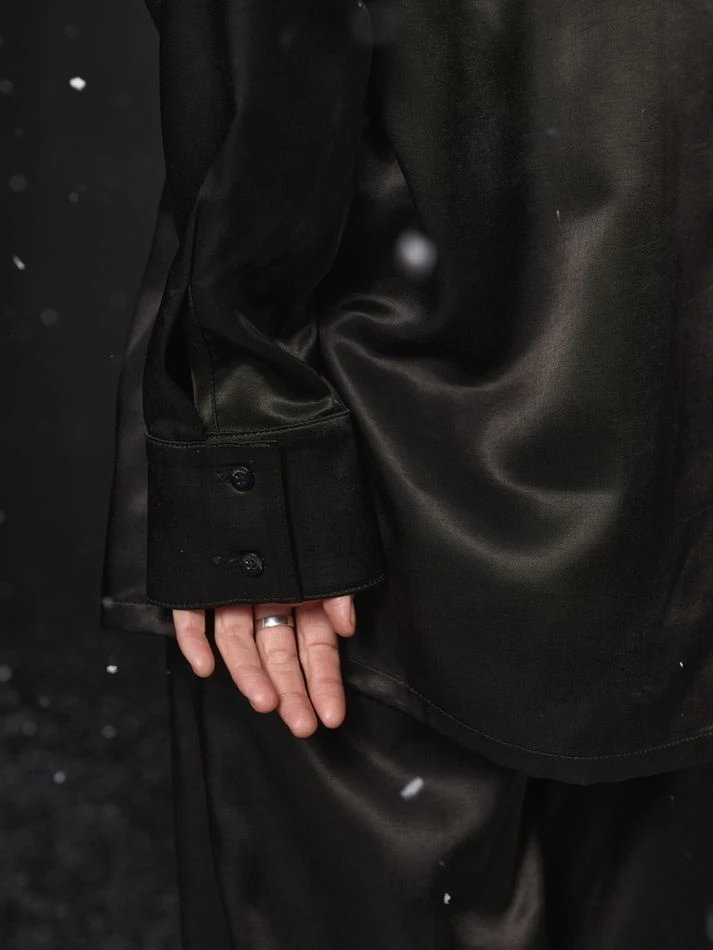 Рубашка из вискозы с английским воротником, черный