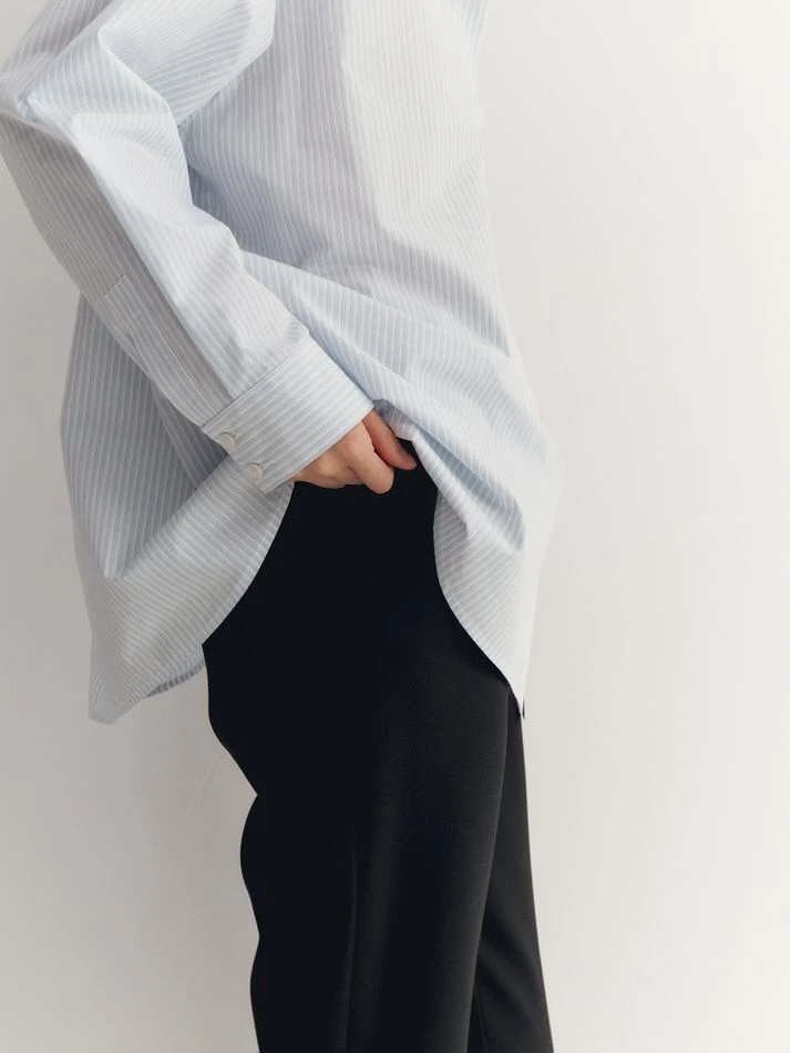 Рубашка объемного кроя, голубой (принт: Полоска)