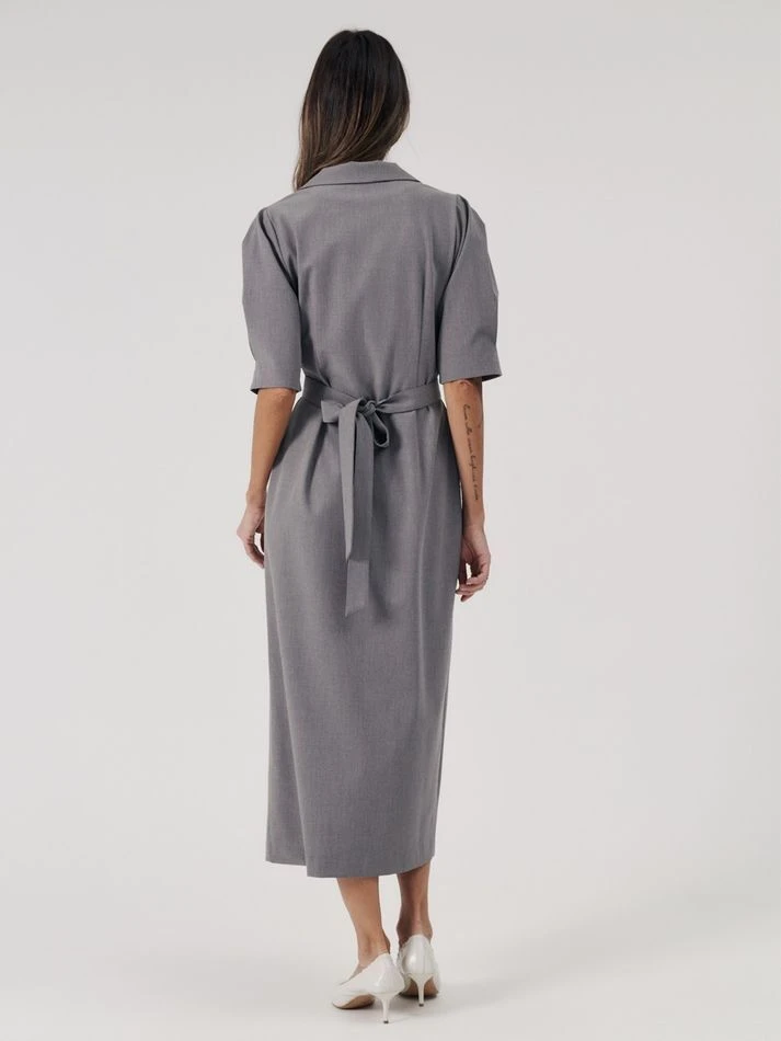 Платье миди с английским воротником, серый