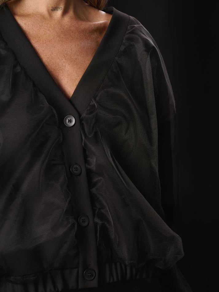 Бомбер с сеткой, черный