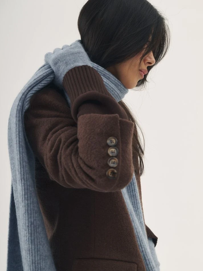 Пальто-пиджак из фактурной шерсти, шоколадный