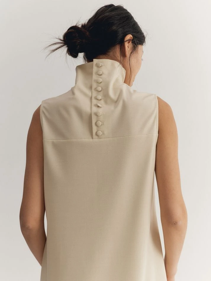 Платье с пуговицами на спине, кремовый