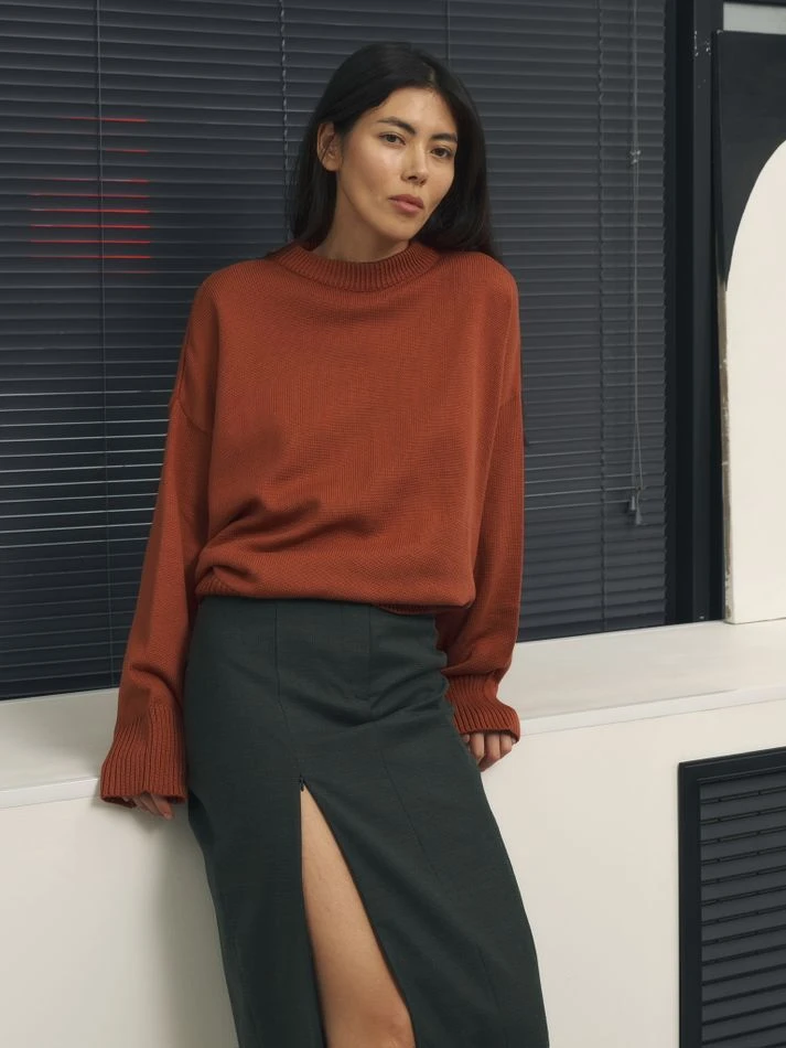 Юбка миди с молниями, хаки (принт: Гусиная лапка)