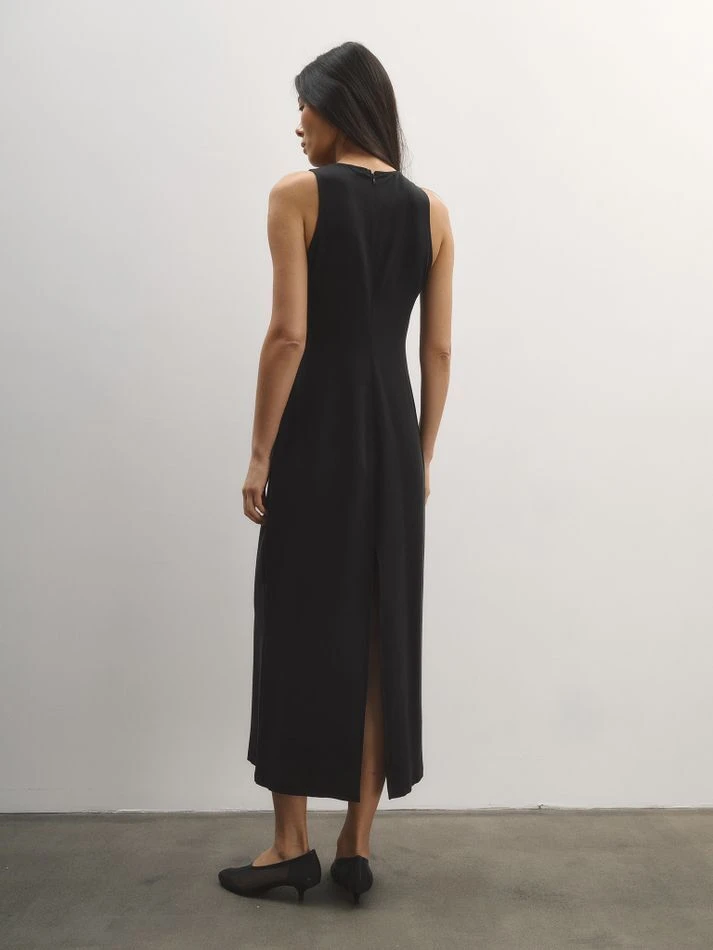 Платье миди с американской проймой, черный