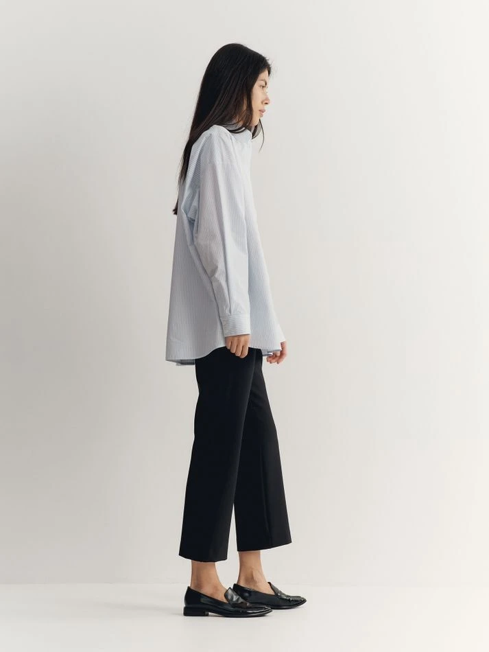 Рубашка объемного кроя, голубой (принт: Полоска)