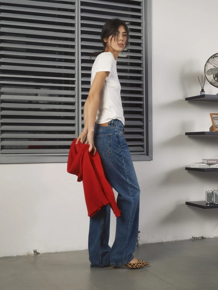 Джемпер объемный прямого кроя, красный