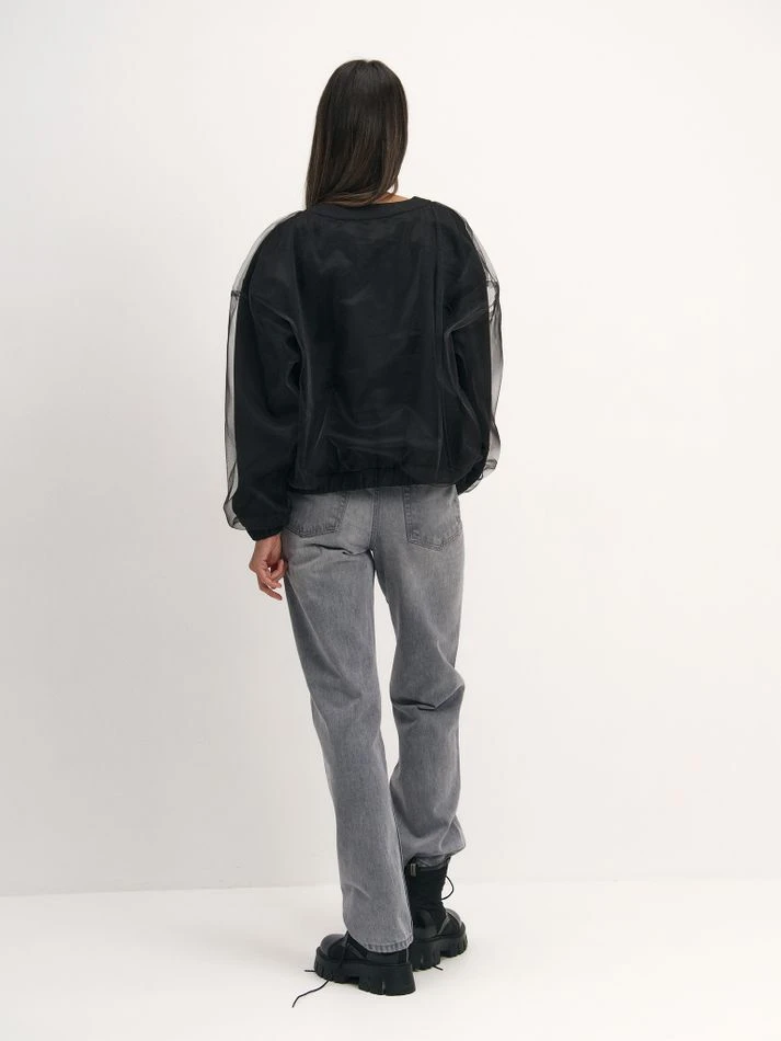 Бомбер с сеткой, черный