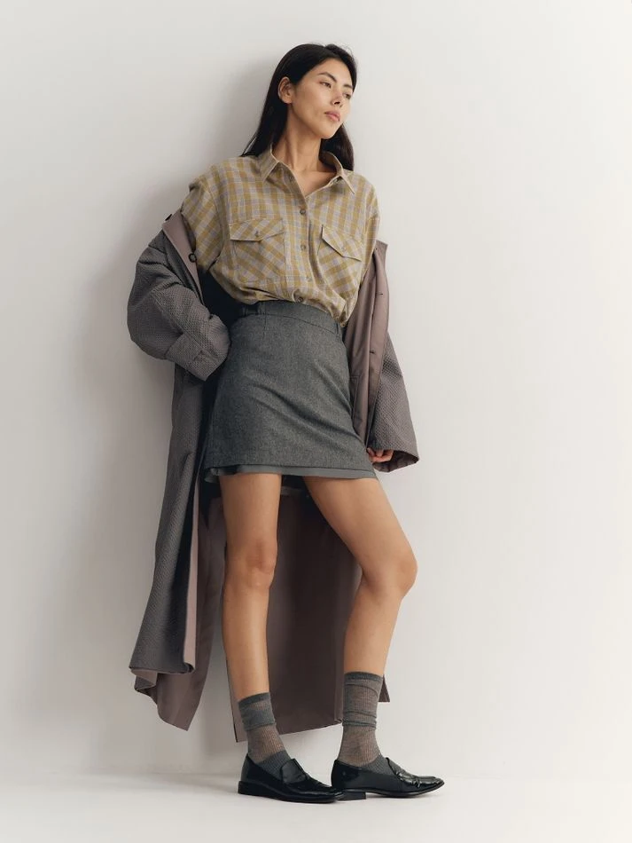 Рубашка в клетку на кнопках, зеленый